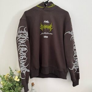 Edgy Dark Hoodie with White and Neon Accents